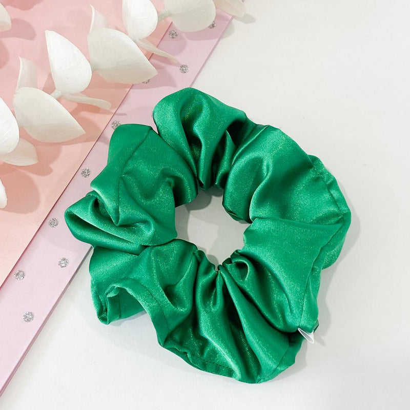 Green Satin Scrunchie