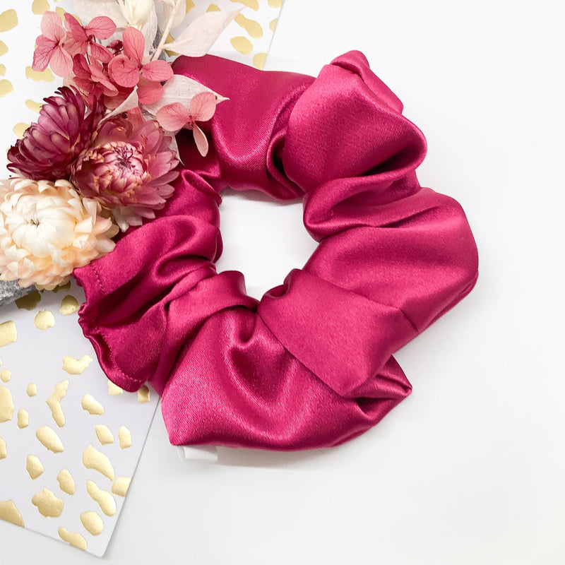 Raspberry Satin Scrunchie