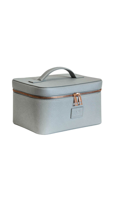 Personalised Grey Leather Cosmetic Case