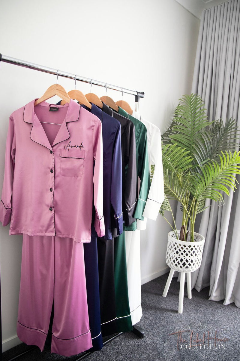 LADIES & KIDS Luxury Embroidered Winter Pyjama Set - Dusty Rose