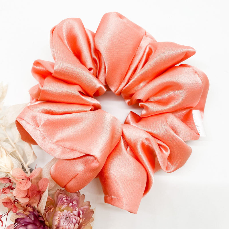 Peach Satin Scrunchie