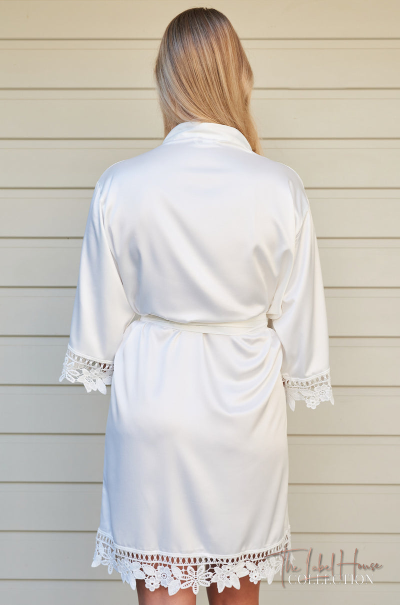 Lace Trim Robe - White