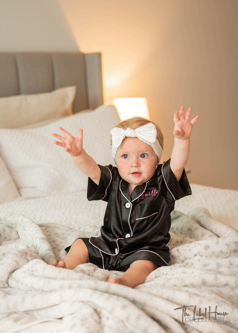 BABY Luxury Embroidered Pyjama Set - Black