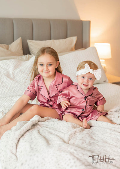 BABY Luxury Embroidered Pyjama Set - Dusty Rose