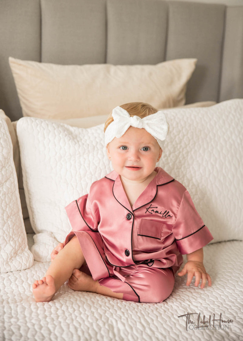 BABY Luxury Embroidered Pyjama Set - Dusty Rose