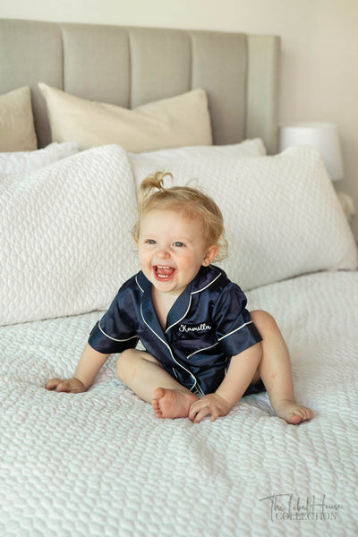 BABY Luxury Embroidered Pyjama Set - Navy