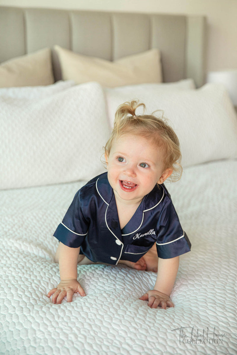 BABY Luxury Embroidered Pyjama Set - Navy