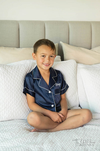 KID'S Unisex Luxury Embroidered Pyjama Set - Navy