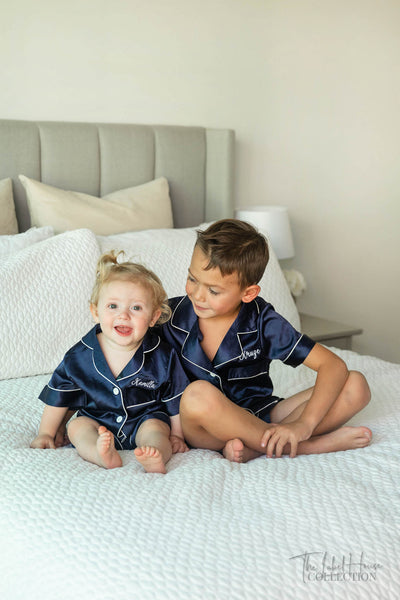 KID'S Unisex Luxury Embroidered Pyjama Set - Navy