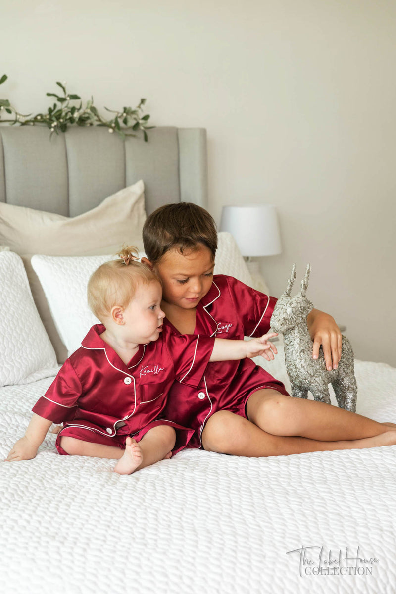 Red Personalised Kids and Baby PJs - The Label House Collection