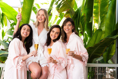 Lace Trim Robe - Blush