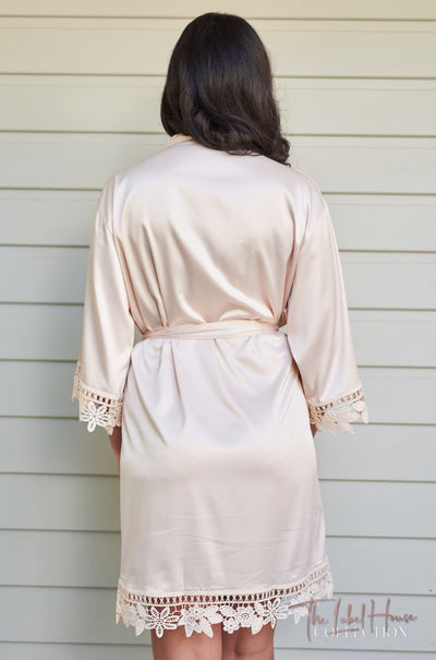 Lace Trim Robe - Champagne