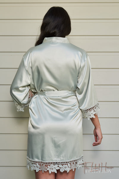 Lace Trim Robe - Sage