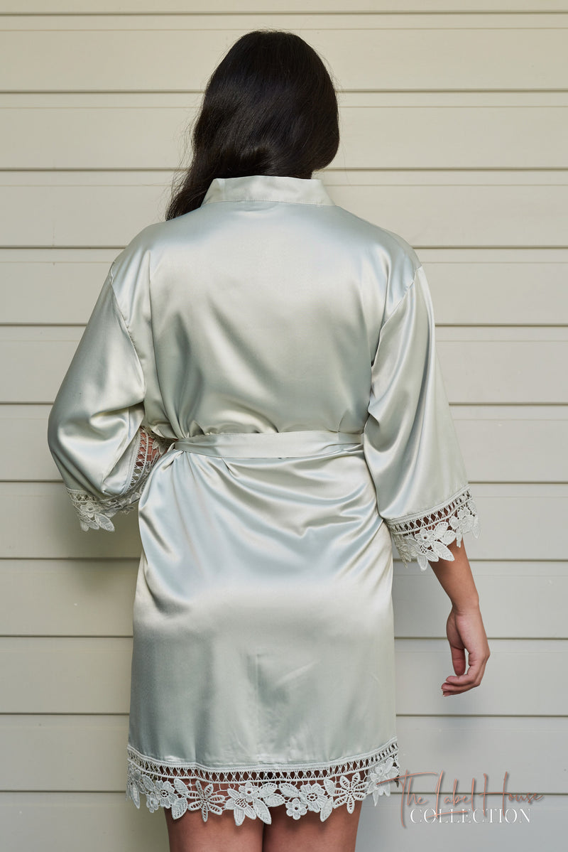 Lace Trim Robe - Sage