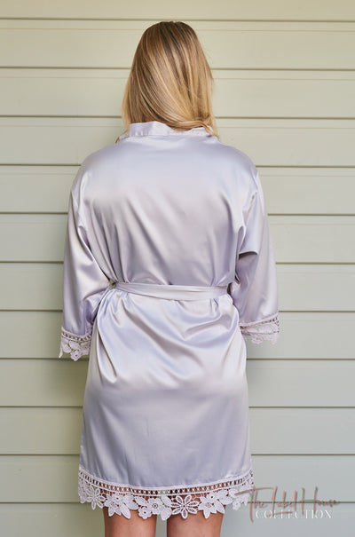 Lace Trim Robe - Silver