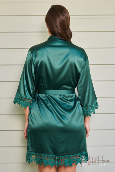 Lace Trim Robe - Evergreen