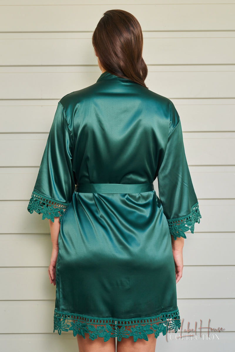 Lace Trim Robe - Evergreen