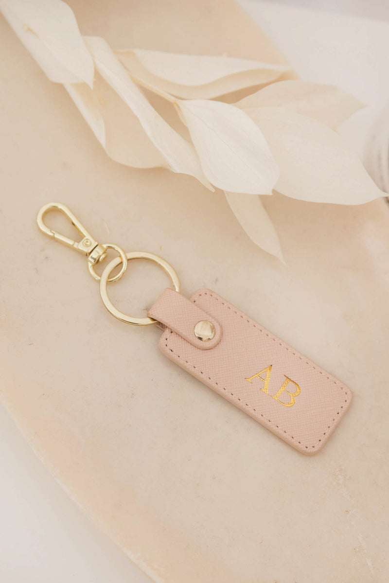 Nude Personalised Leather Keyring