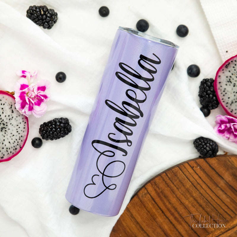 Personalised 600mL Tumbler - Light Purple Sparkle