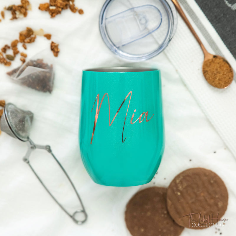 Personalised 350mL Tumbler - Green Sparkle