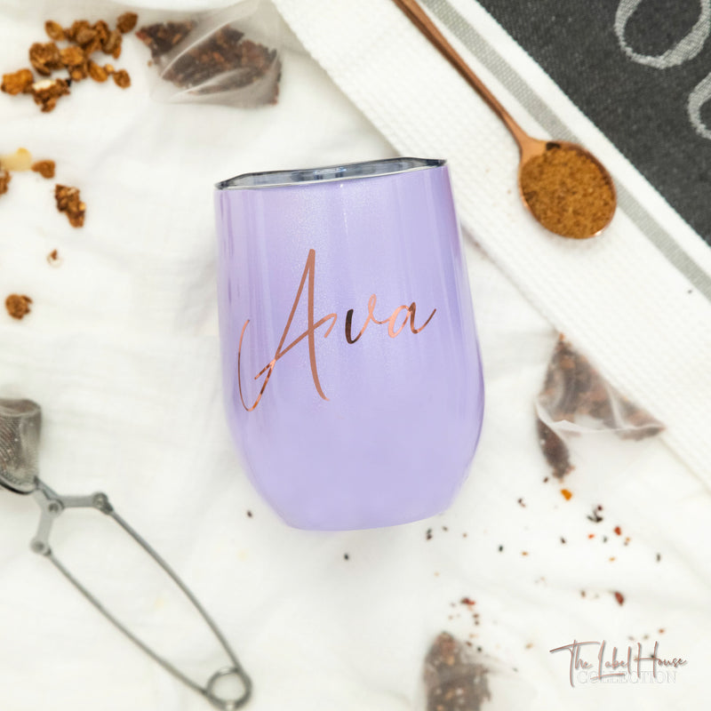 Personalised 350mL Tumbler - Light Purple Sparkle