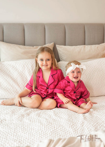 KID'S Luxury Embroidered Pyjama Set - Raspberry