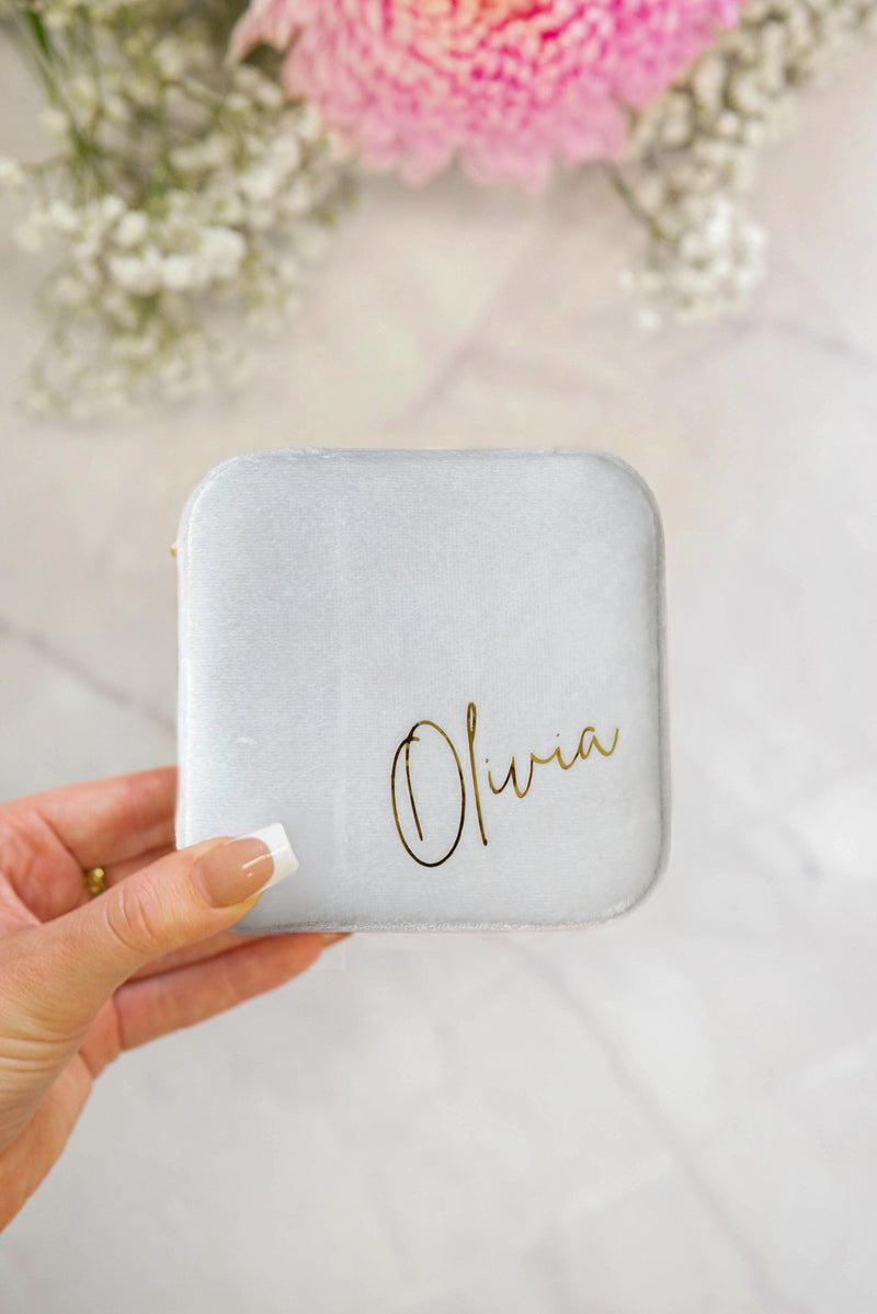 Personalised Velvet Jewellery Box - White