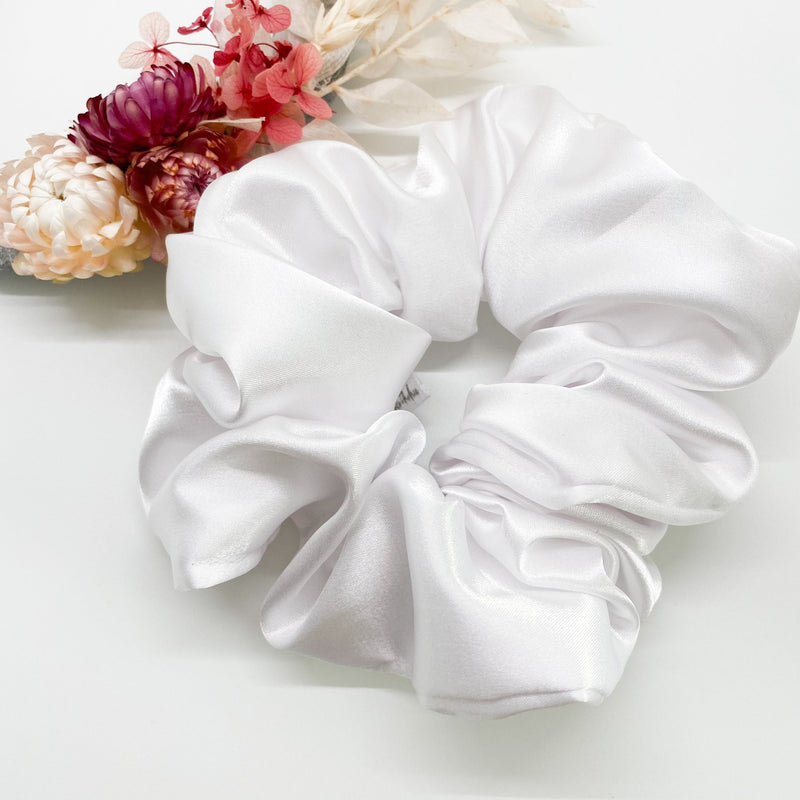 White Satin Scrunchie
